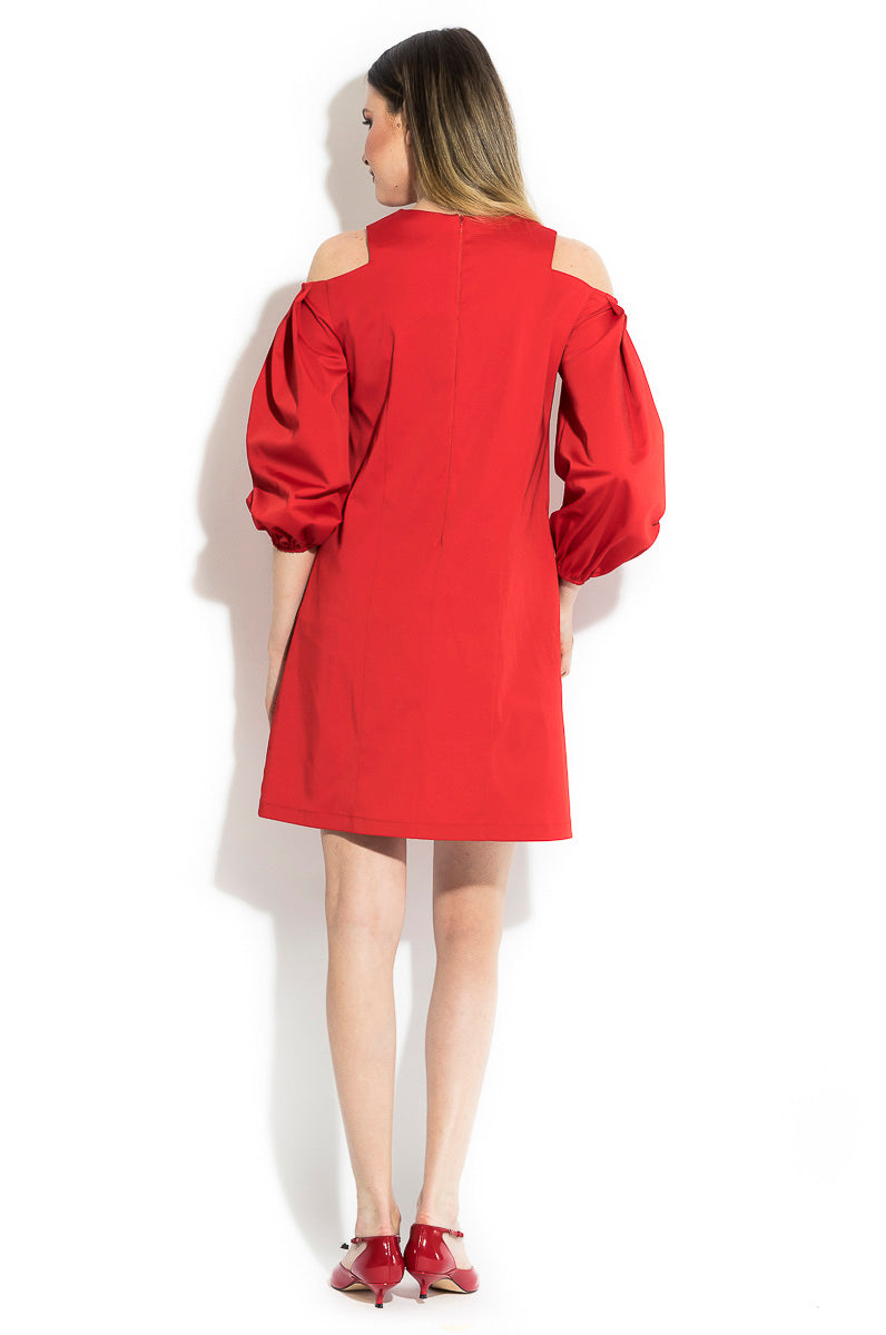 Rochie cu umeri goi si maneci bufante