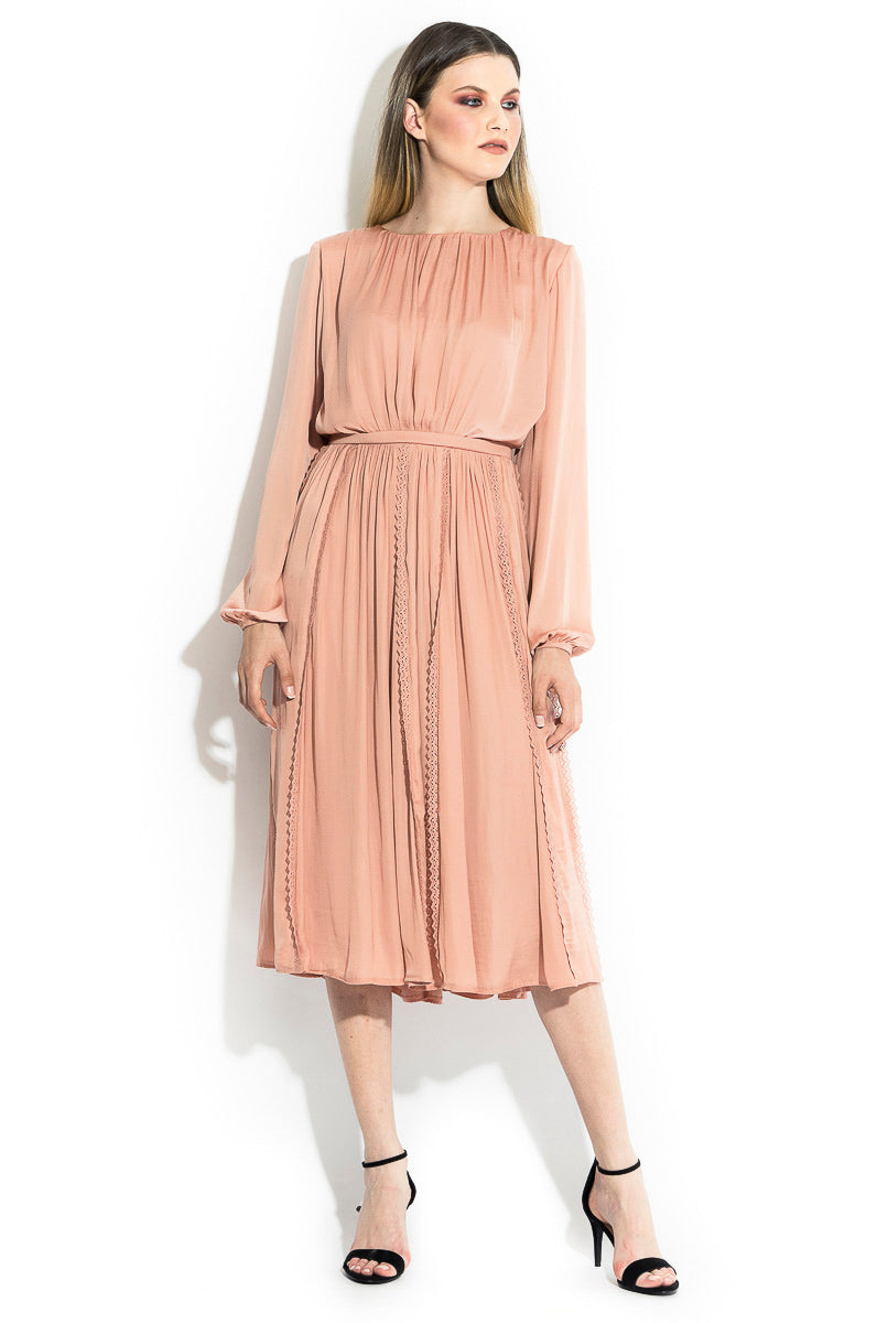 Rochie Midi Cu Broderie Din Dantela