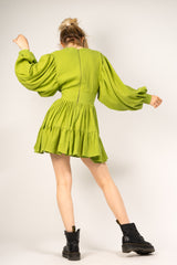 Lime dress with flared sleeves