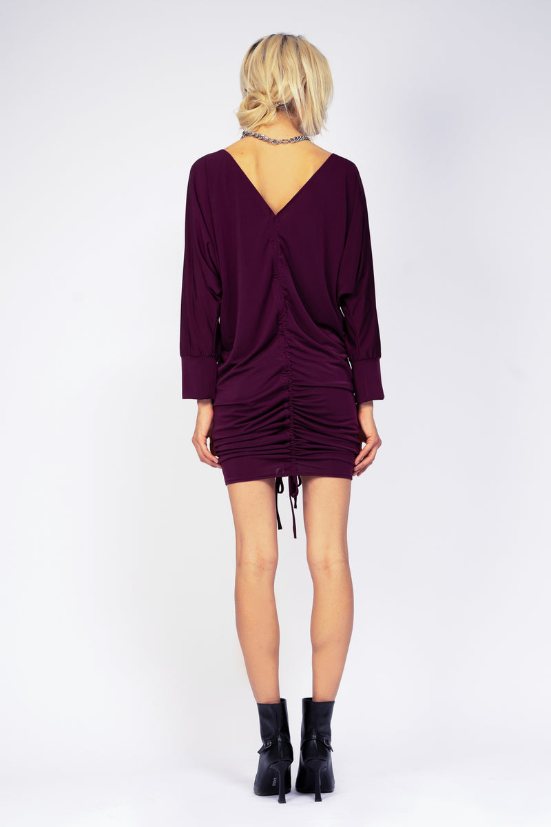 Purple dress with adjustable cords