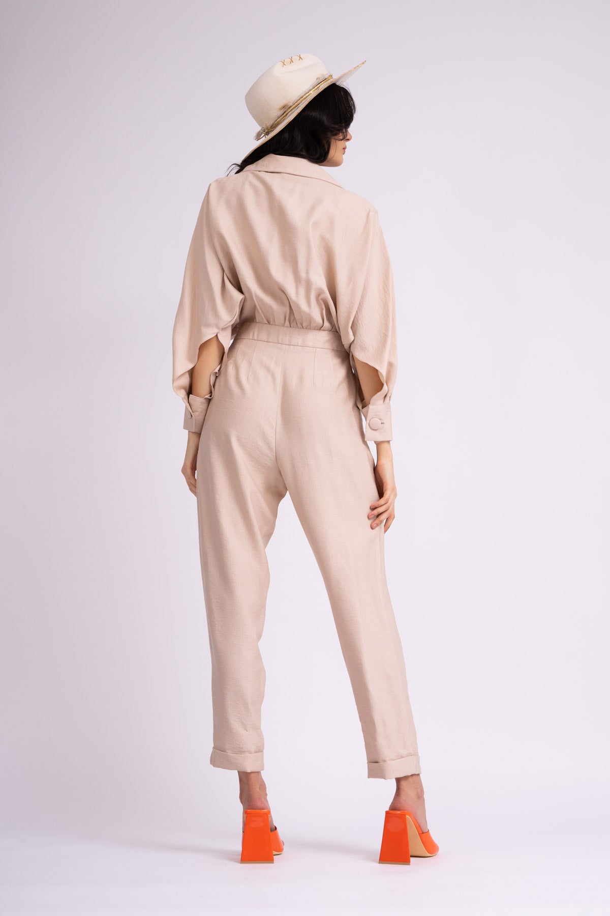 Beige maxi jumpsuit