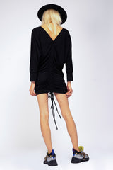 Black dress with adjustable cords