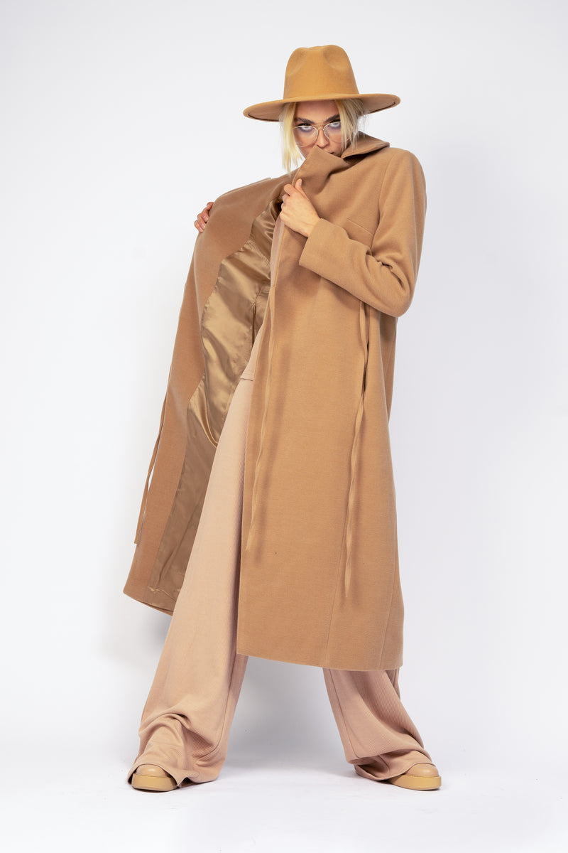 Camel maxi coat