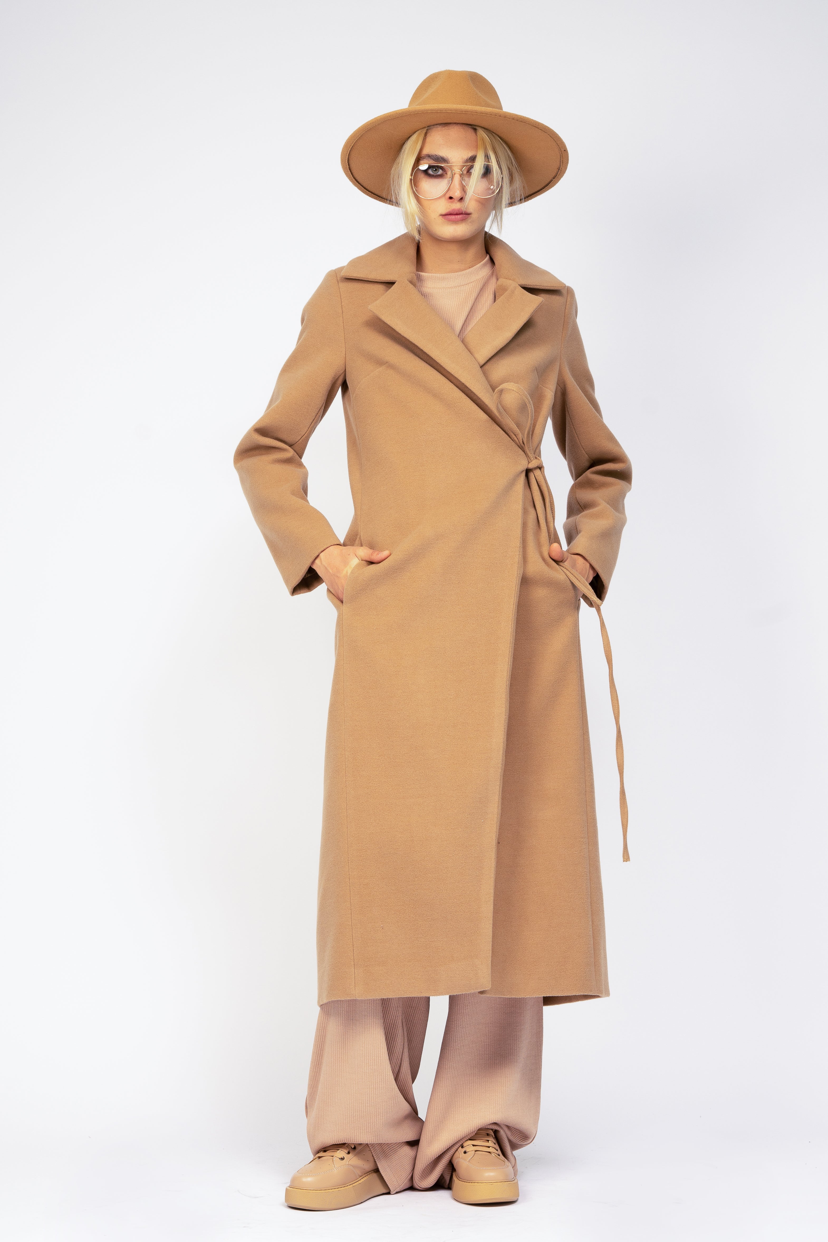 Camel maxi coat