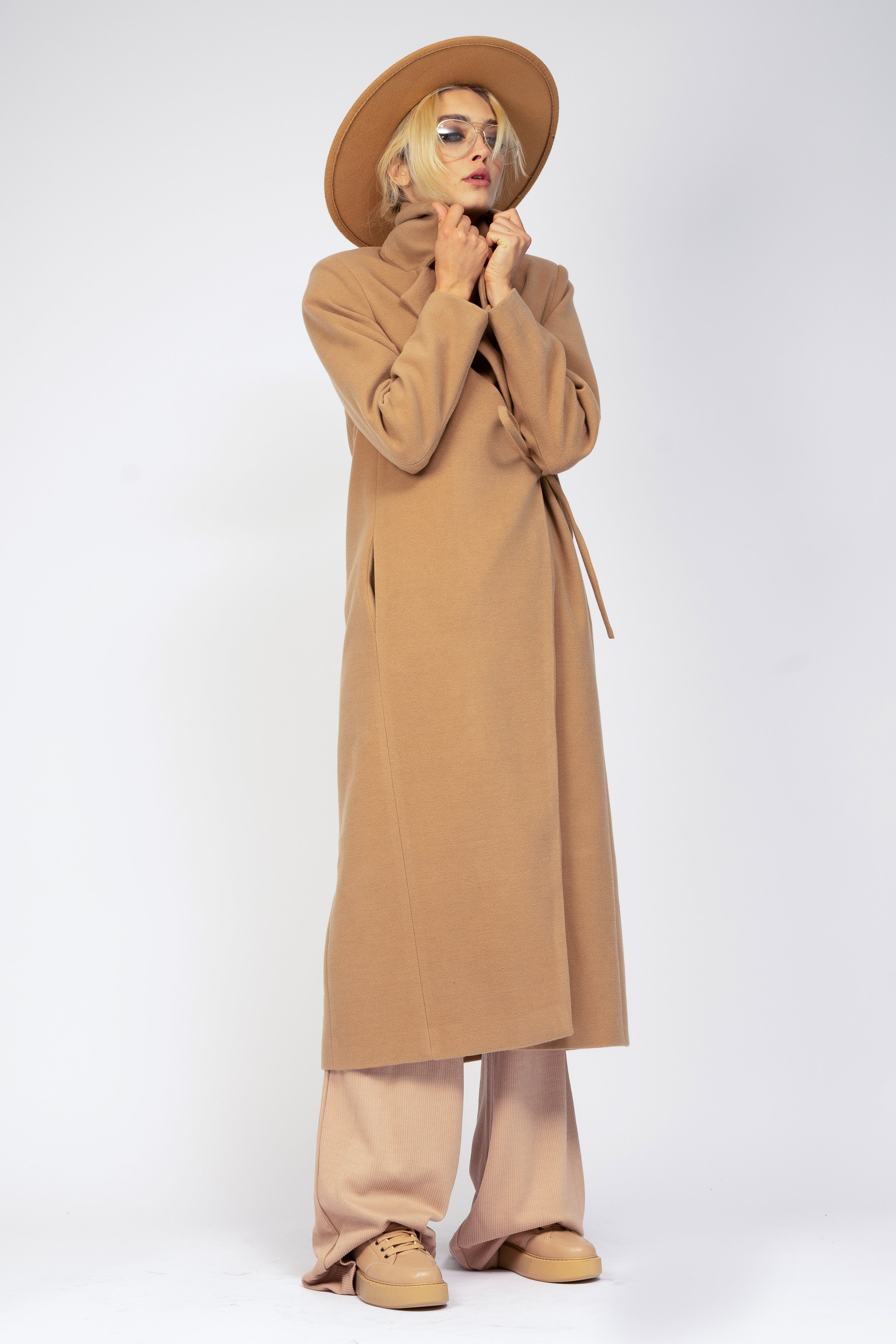 Camel maxi coat