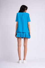 Blue set with t-shirt and skirt with ruffles