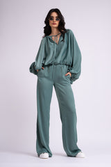 Mint set with blouse and trousers