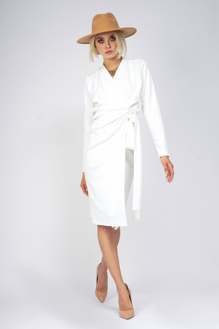 White midi wrapped dress