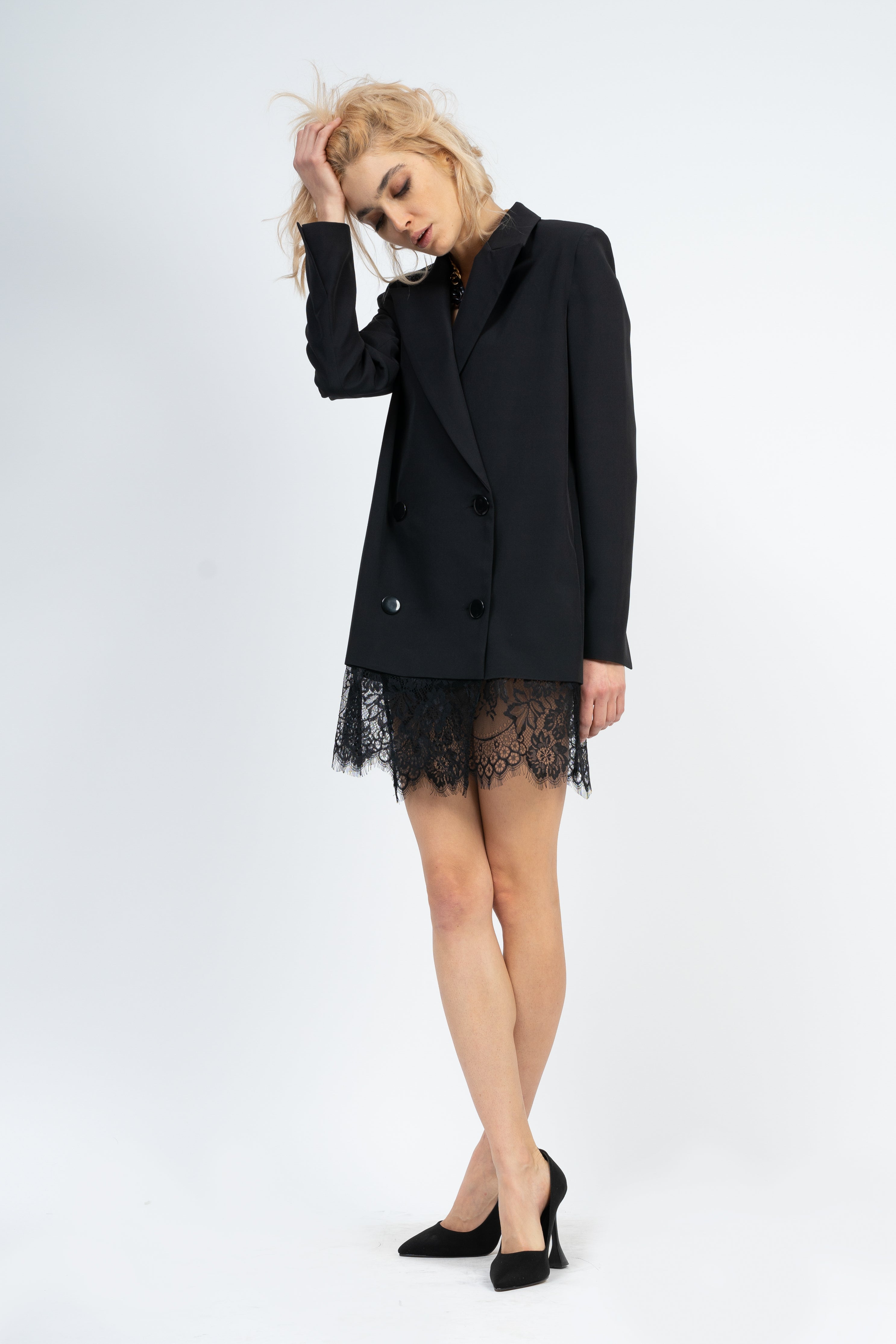 Mini Blazer Dress with Lace