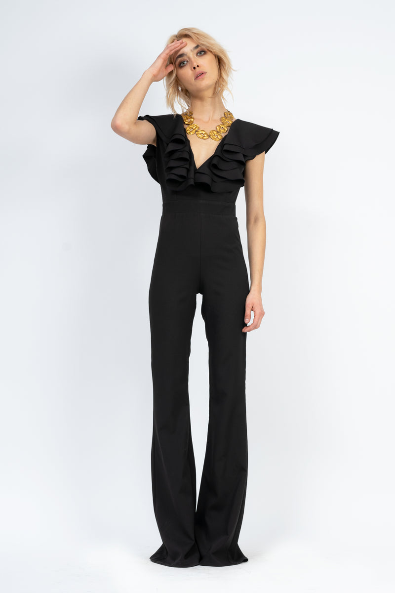 Slim Jumpsuit with Ruffles
