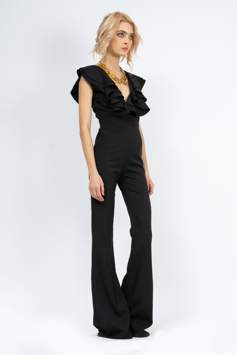 Slim Jumpsuit with Ruffles