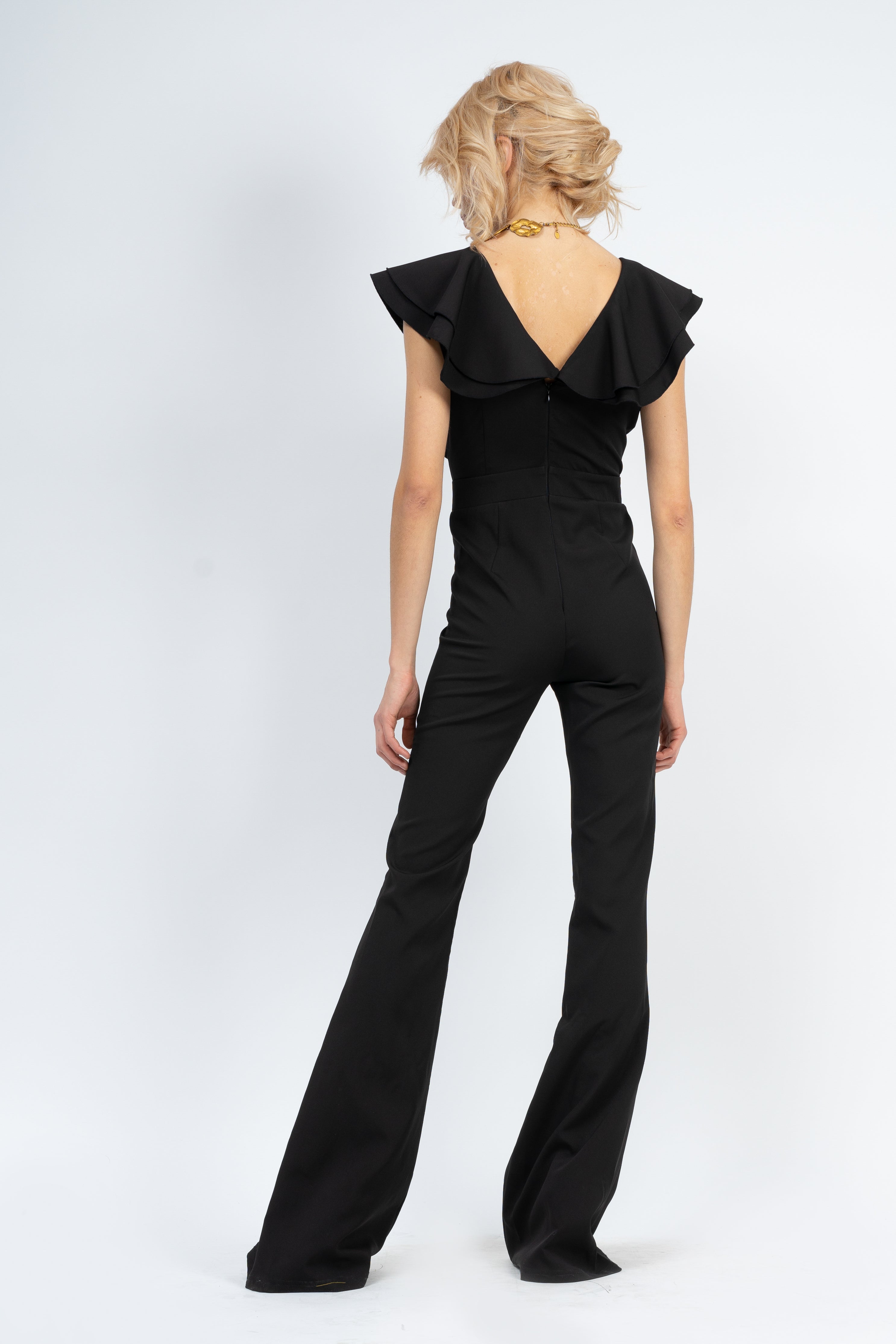 Slim Jumpsuit with Ruffles