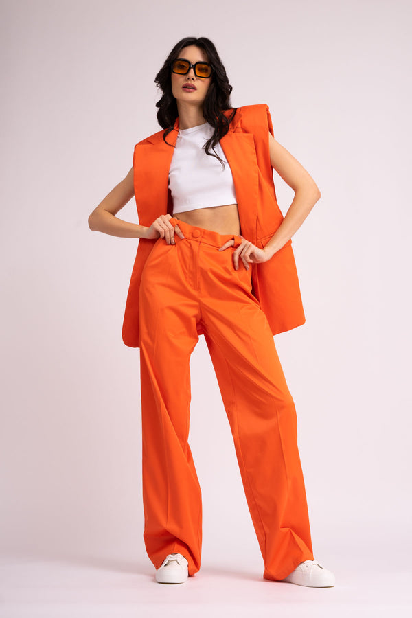 Orange wide leg trousers