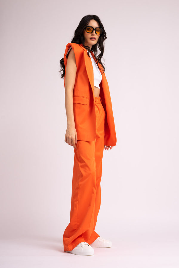 Orange wide leg trousers