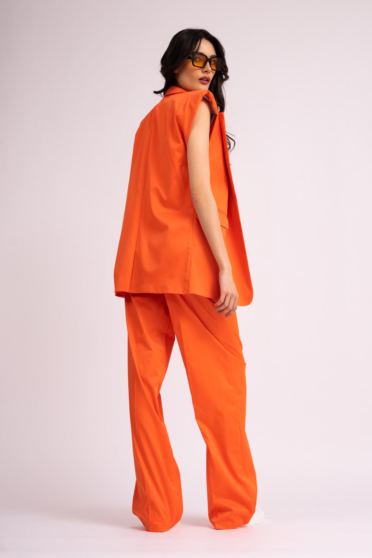 Orange wide leg trousers
