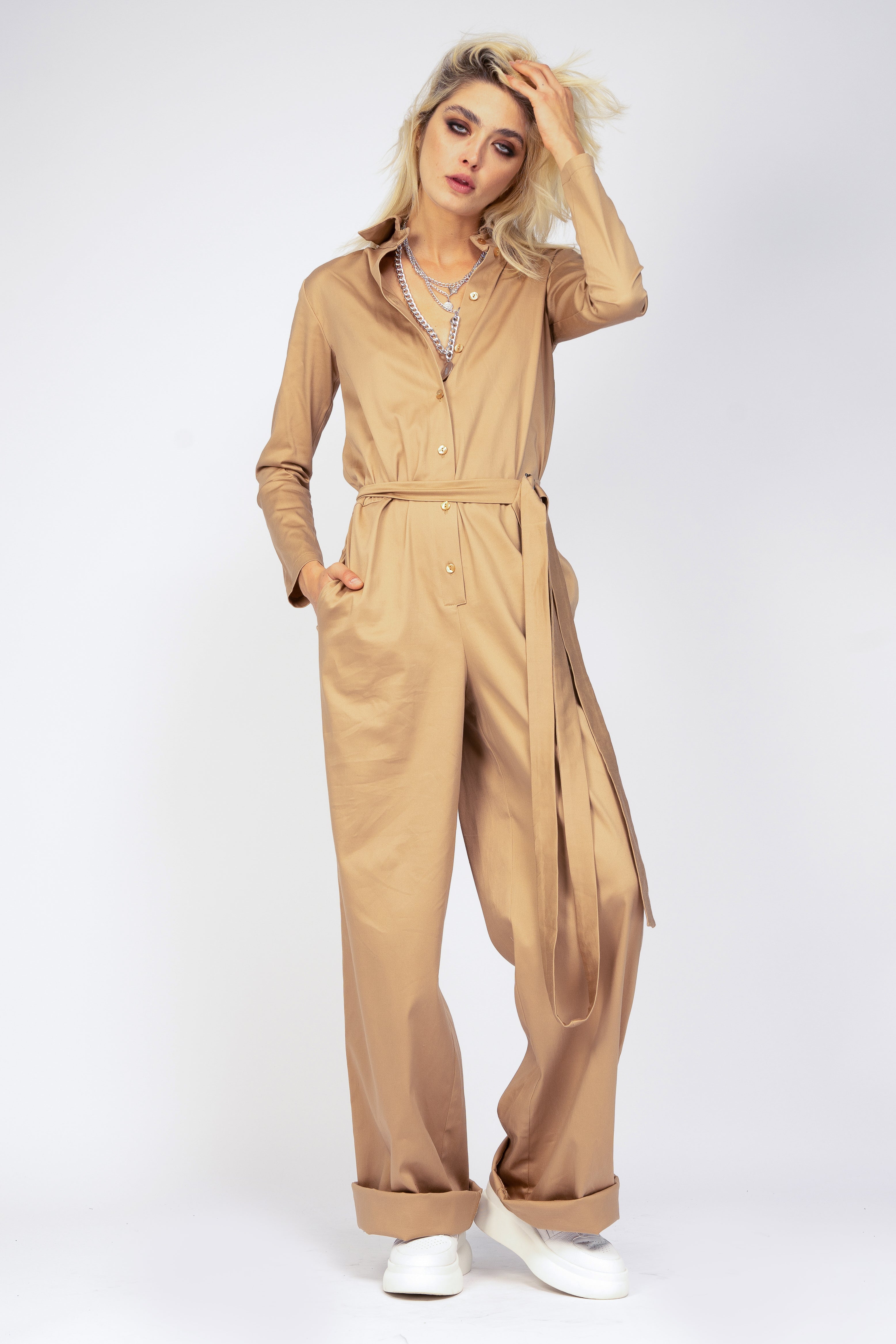 Salopeta cargo cu pantalon wide leg
