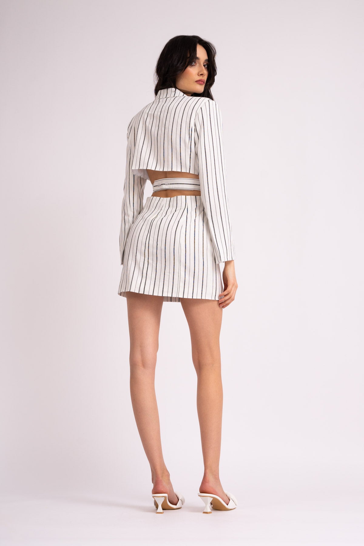 Rochie tip sacou deconstruit din in cu dungi