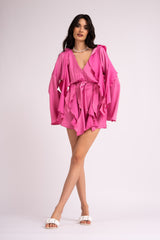Pink mini ruffle jumpsuit
