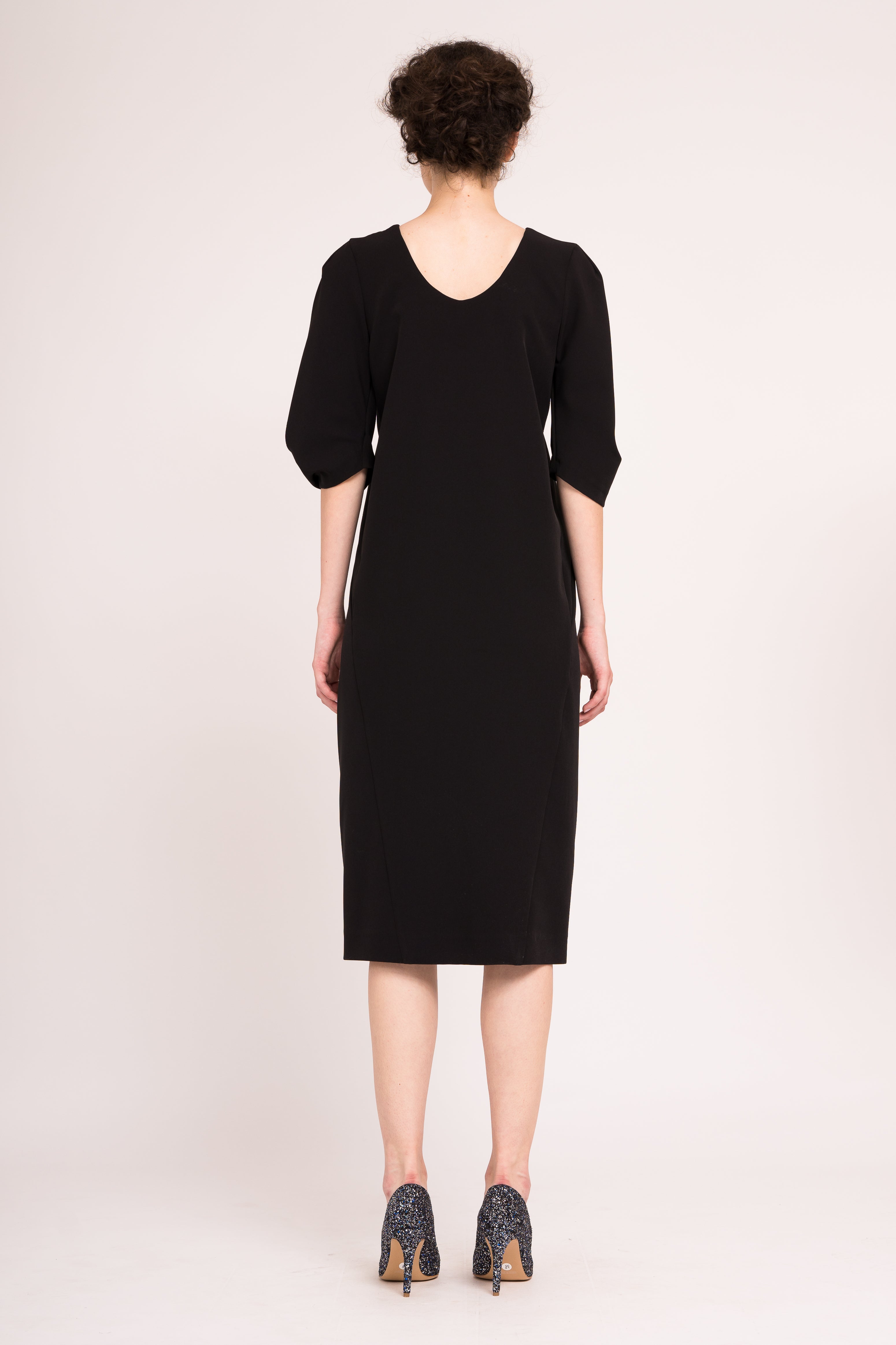 Rochie midi cu maneci bufante 3/4