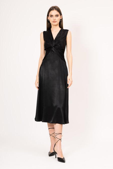 Rochie midi cu nod satinata