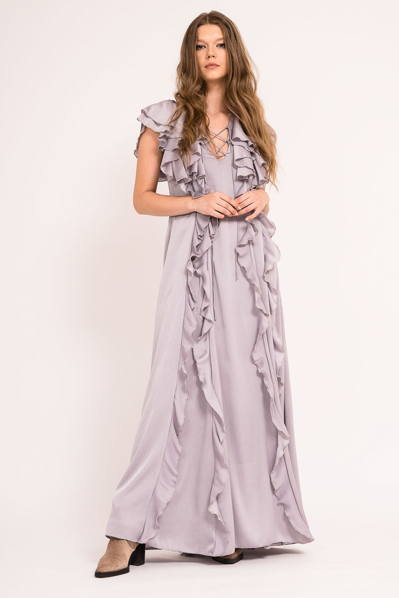 Rochie maxi cu volane