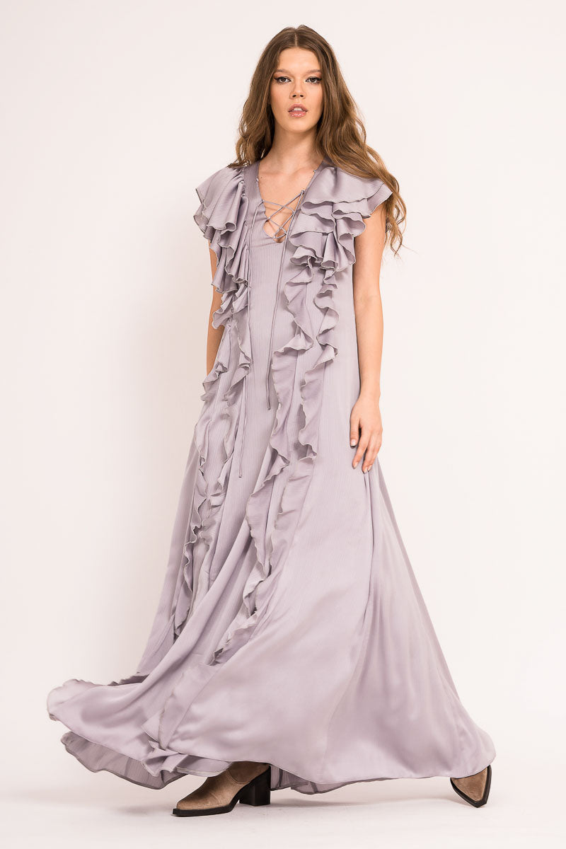 Rochie maxi cu volane