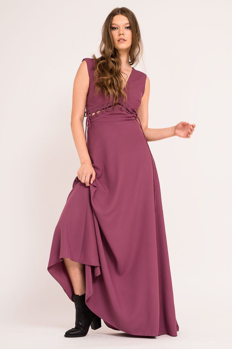 Rochie maxi cu ocheti si snur