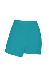 Turquoise mini trousers with skirt